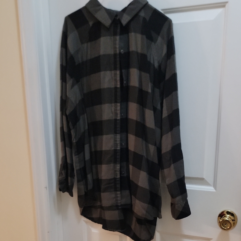 Westbound Black and Gray Plaid Shirt Size 1X